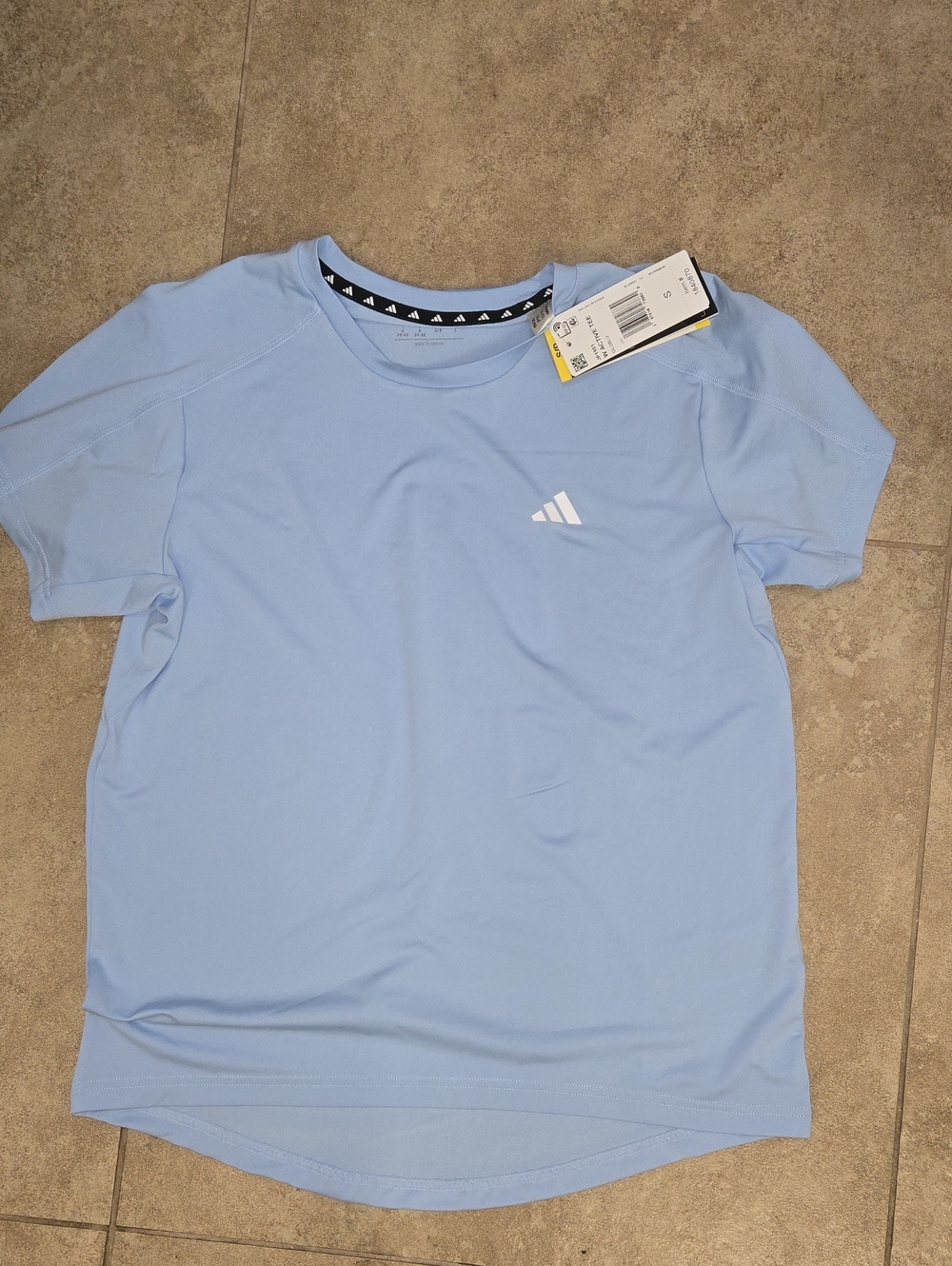 Womens adidas Light Blue Performance Tee with White Logo